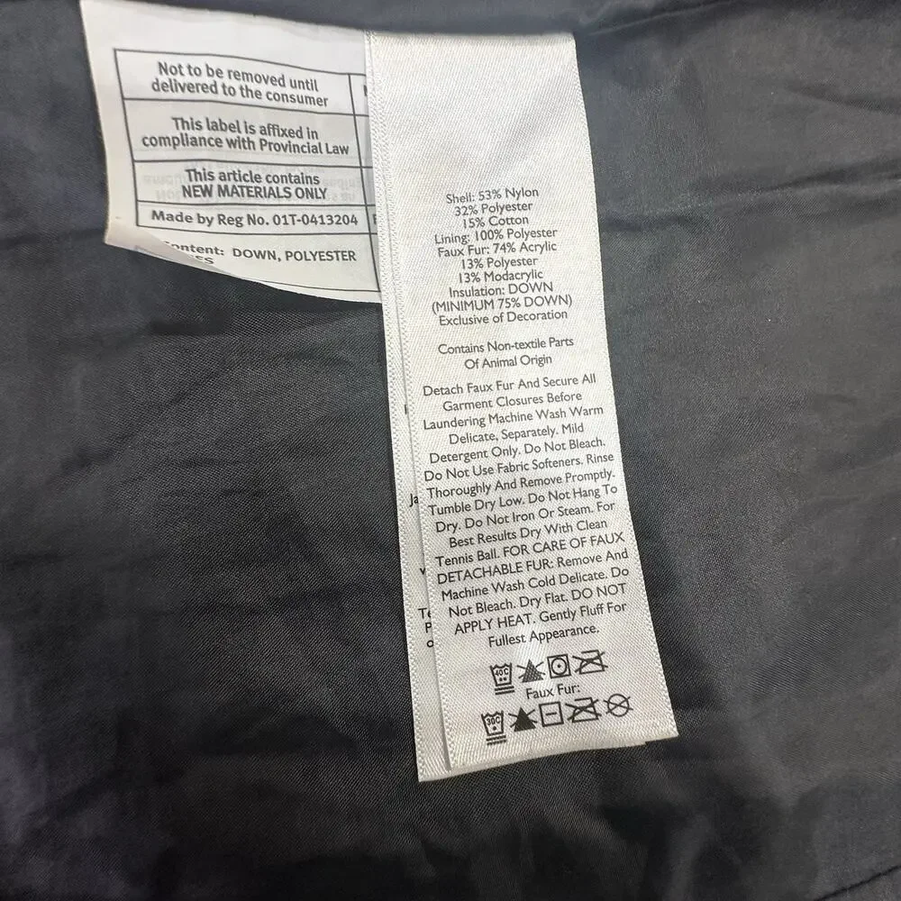 Eddie Bauer Wmn's EB550 Goose Down Puffer Coat Parka Hooded Fur Trim Black Sz S - Picture 9 of 11